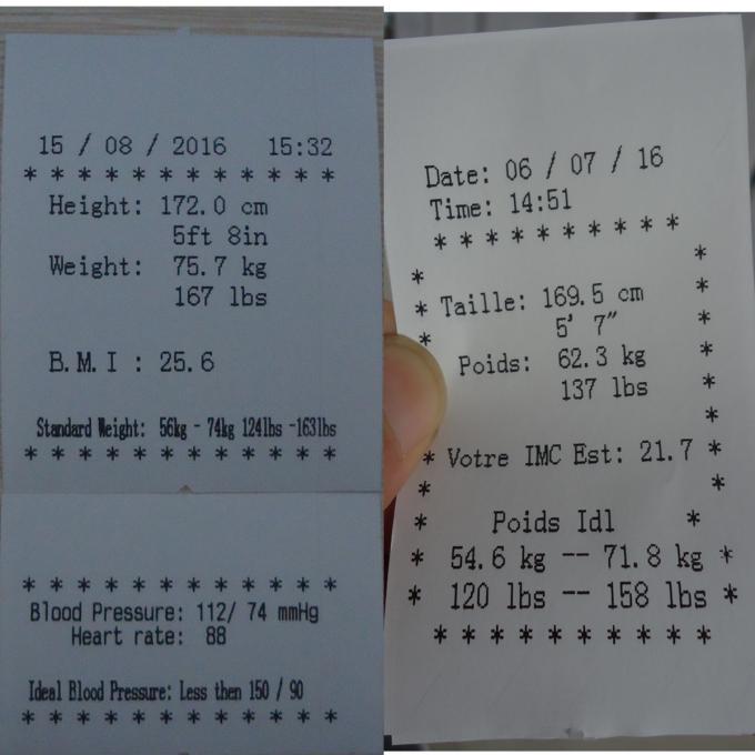 Bilance a gettoni con pressione sanguigna di misura di altezza ed analisi di BMI