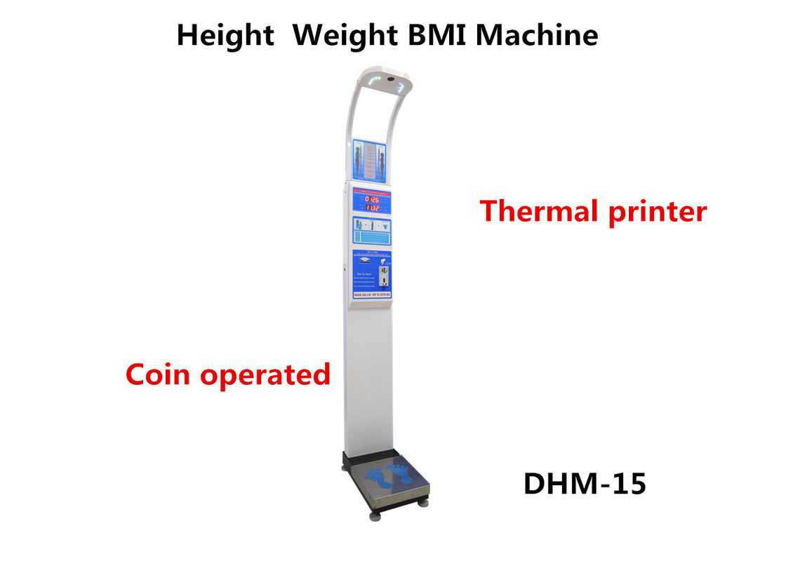 Coin Operated Digital Body Weight Scale With Height Measurement 0.1cm 0.5kg Accuracy